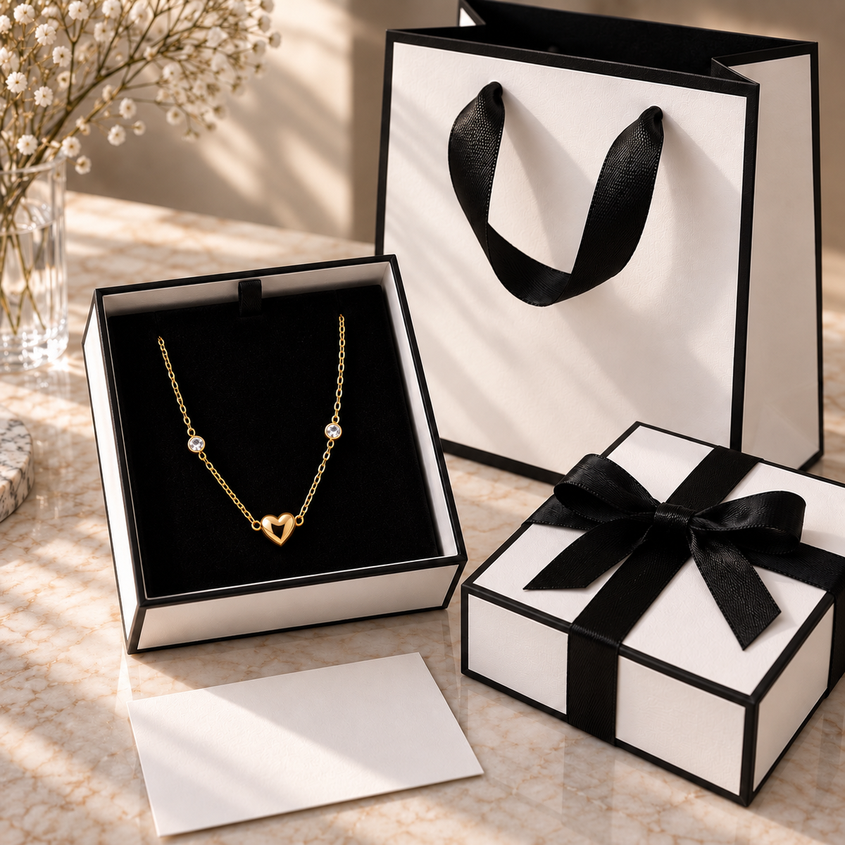 Amora Heart Necklace Gold