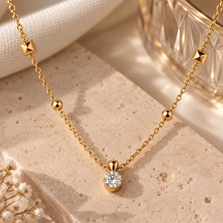 Aurelia Crystal Necklace Gold