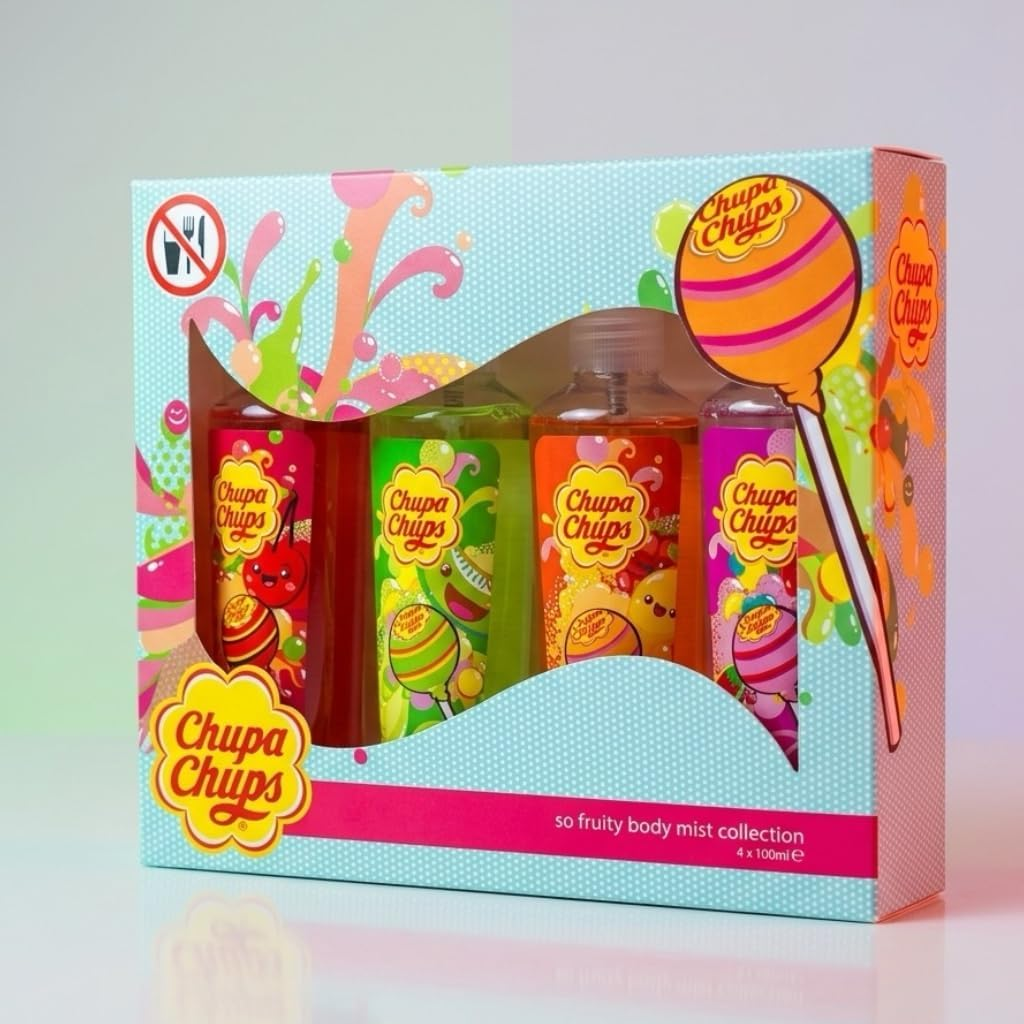 Chupa Chups Body Mist Geschenkset – 4 Fruitige Geuren – 4 × 100 ml