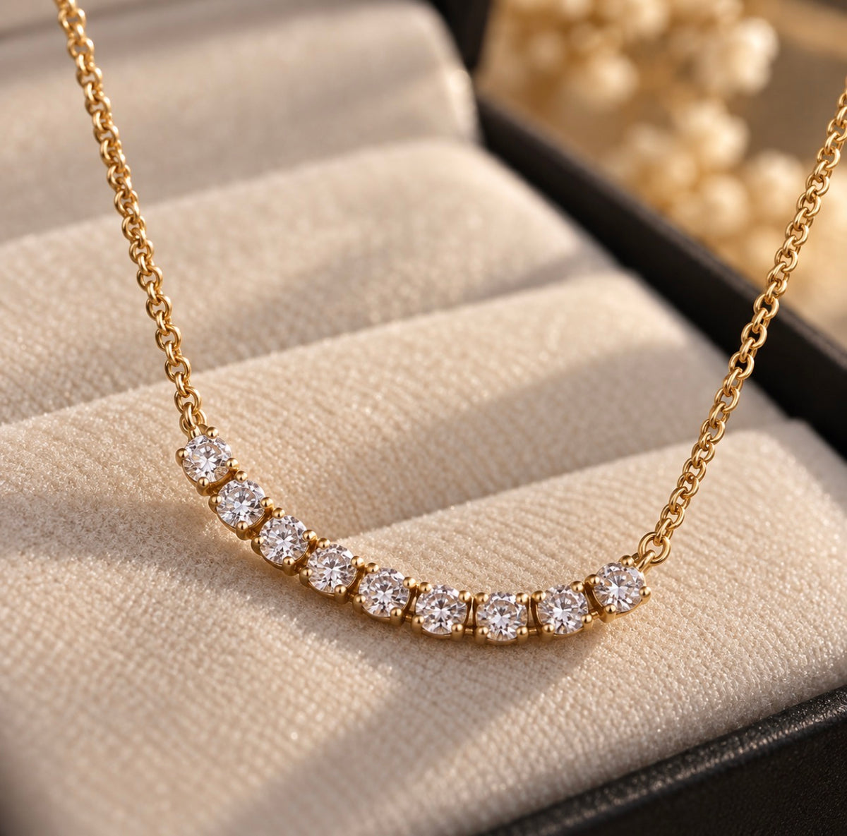 Serena Crystal Necklace Gold