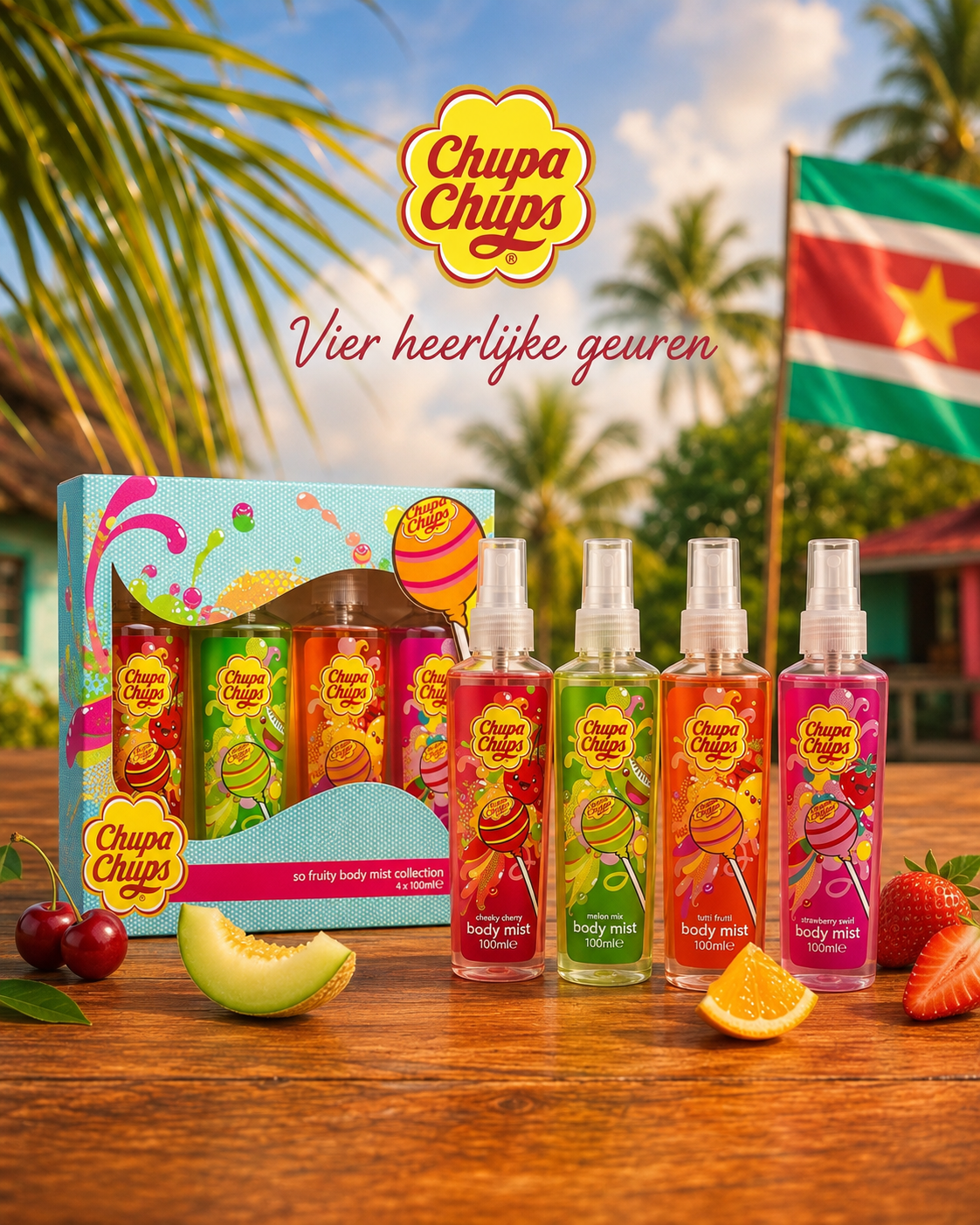 Chupa Chups Body Mist Geschenkset – 4 Fruitige Geuren – 4 × 100 ml