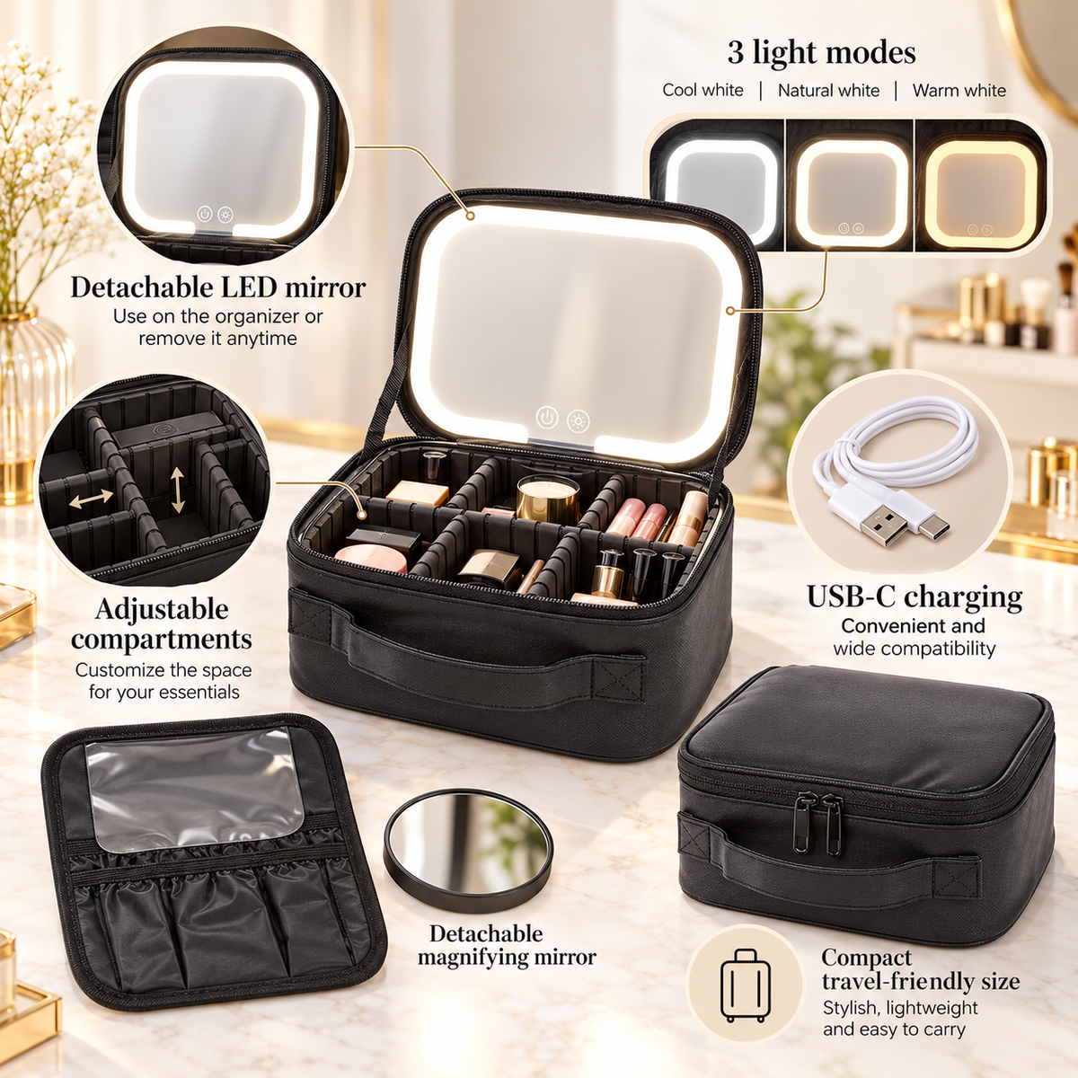 LumiCase Pro LED Beauty Organizer