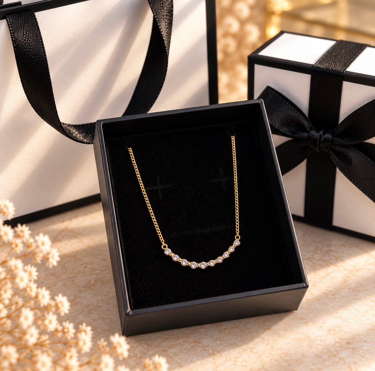 Serena Crystal Necklace Gold