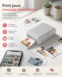Mini Fotoprinter Print Foto's Direct vanaf je Telefoon