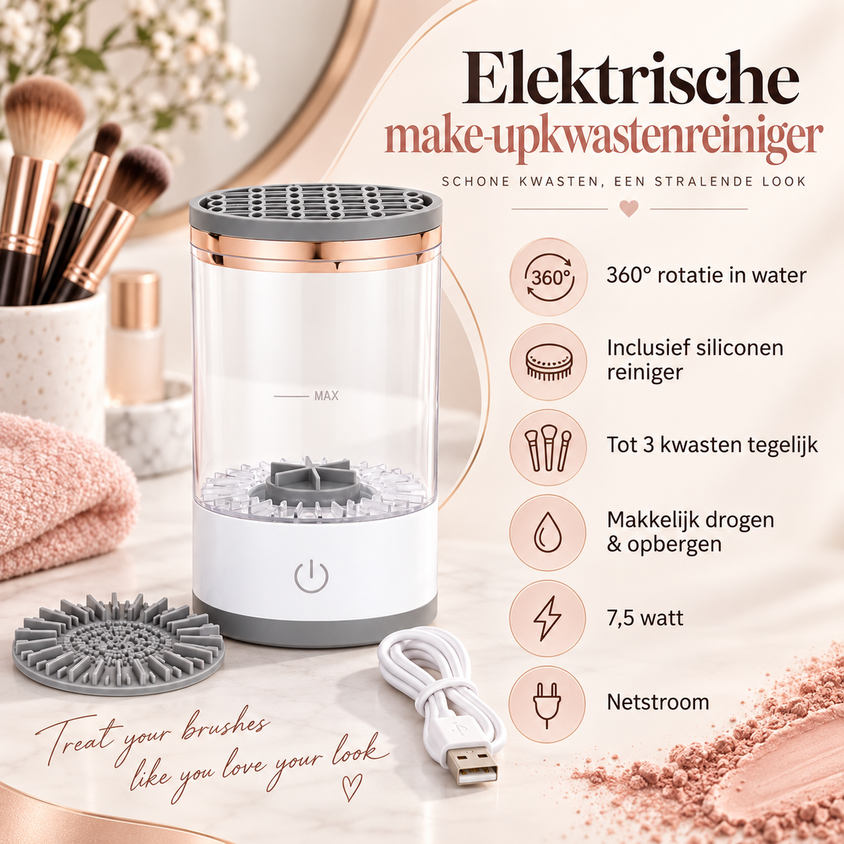 Beauty Star elektrische make up kwastenreiniger voordelen