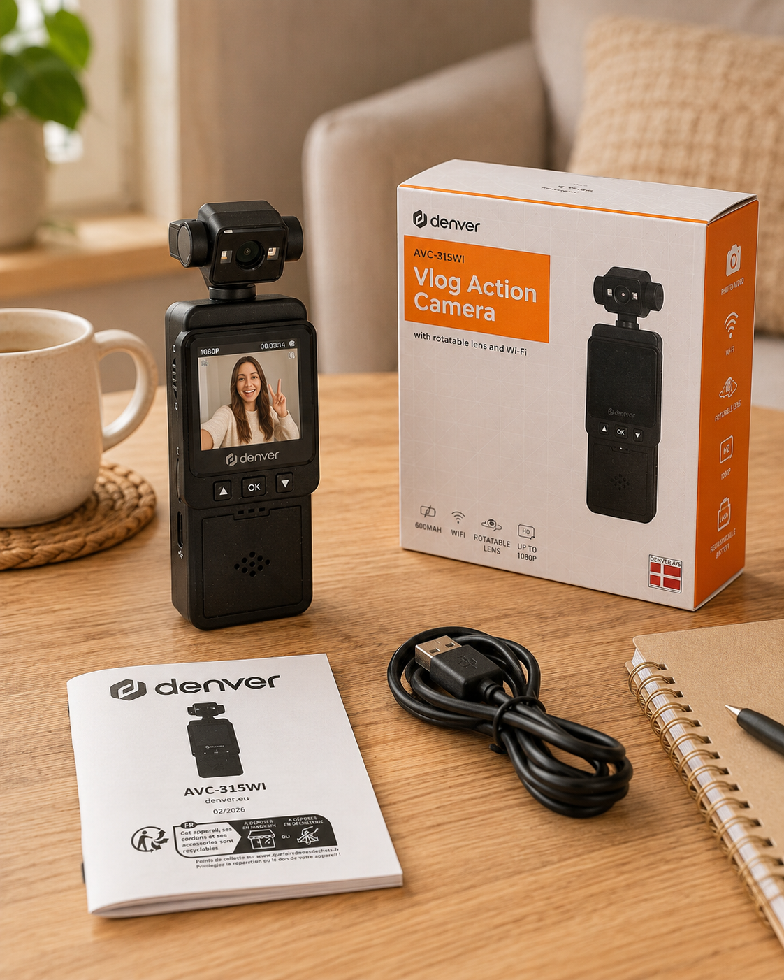 Vlogcamera Full HD – WiFi & 270° Draaibare Lens